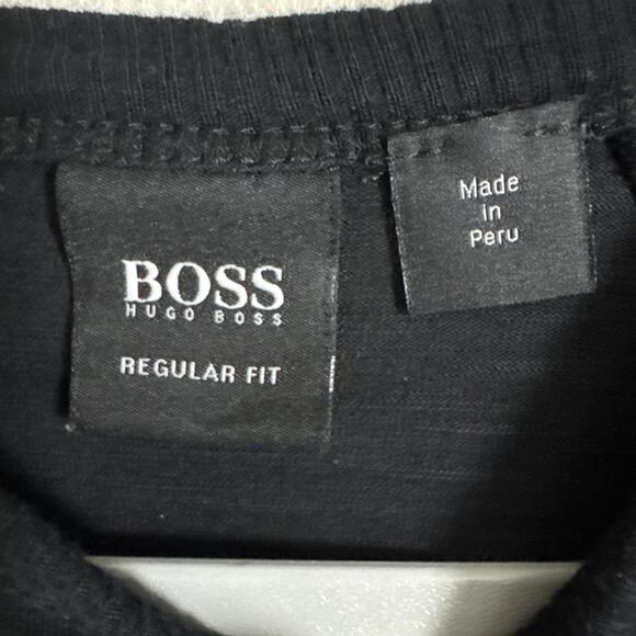 BOSS Hugo Boss Men's Medium Black Cotton Long Sleeve Pullover Shirt - Picture 6 of 10
